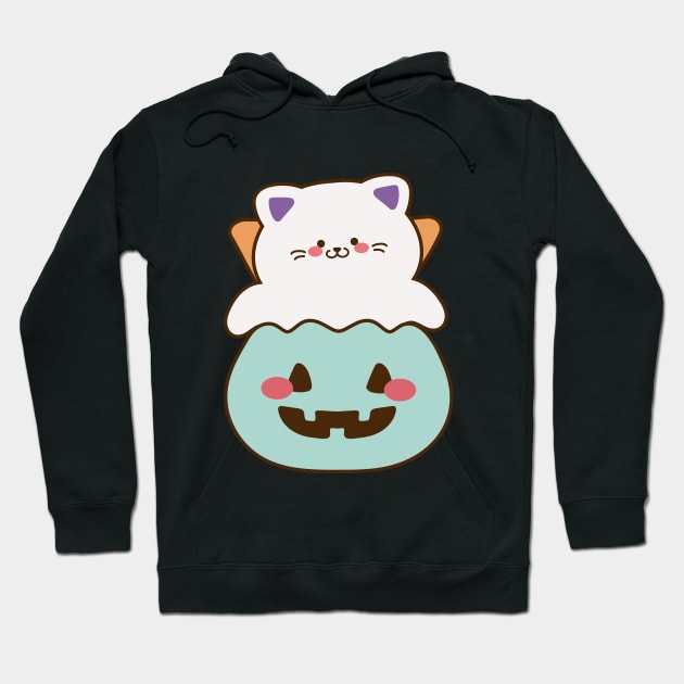 Baby cute ghost cat with pumpkin Hoodie by NumbleRay